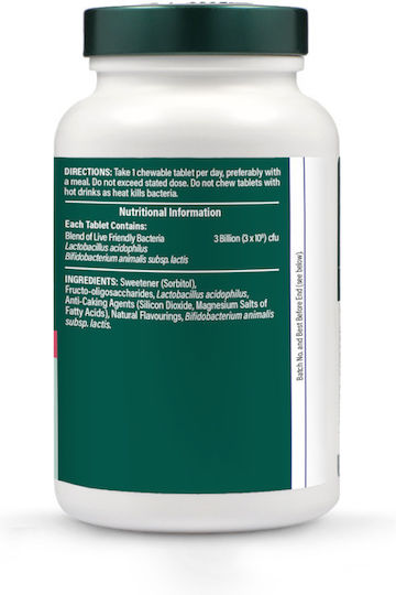Holland & Barrett 3 Billion Live Friendly Bacteria Probiotice 120 tablete masticabile Căpșună
