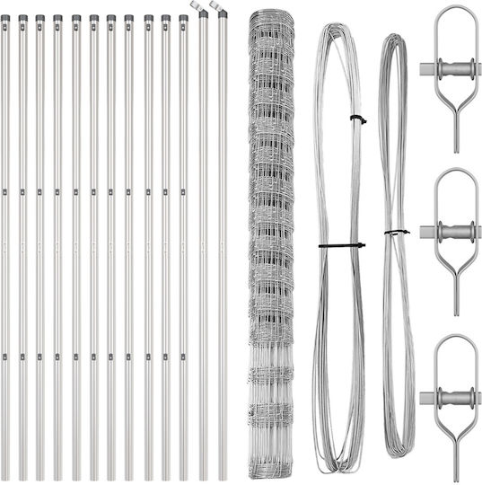 vidaXL Verzinkter Drahtzaun Satz Silber 1,6x25m