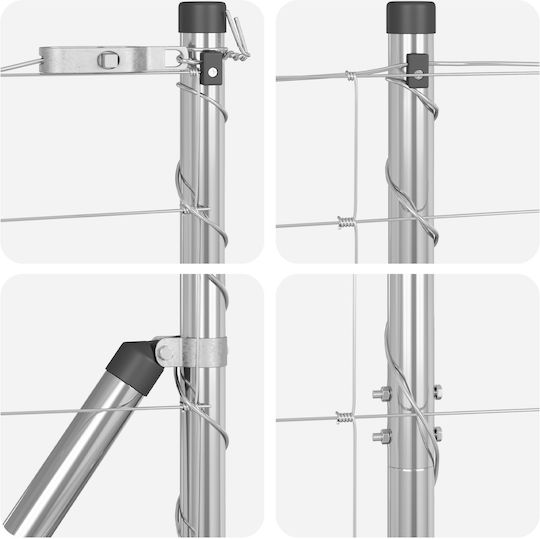 vidaXL Verzinkter Drahtzaun Satz Silber 1,6x25m
