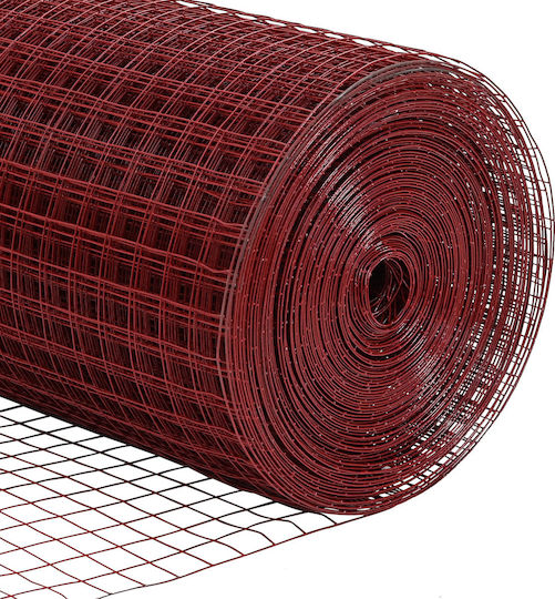 vidaXL Schweißbarer Fence Drahtgeflecht Rot 1.5x25m
