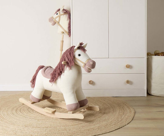 Bieco Fabric Rocking Toy Horse for 12+ months with Max Load Capacity 26kg White
