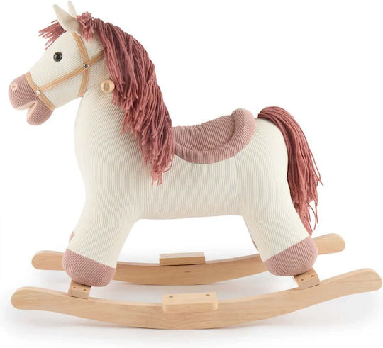 Bieco Fabric Rocking Toy Horse for 12+ months with Max Load Capacity 26kg White