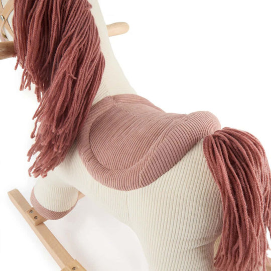 Bieco Fabric Rocking Toy Horse for 12+ months with Max Load Capacity 26kg White