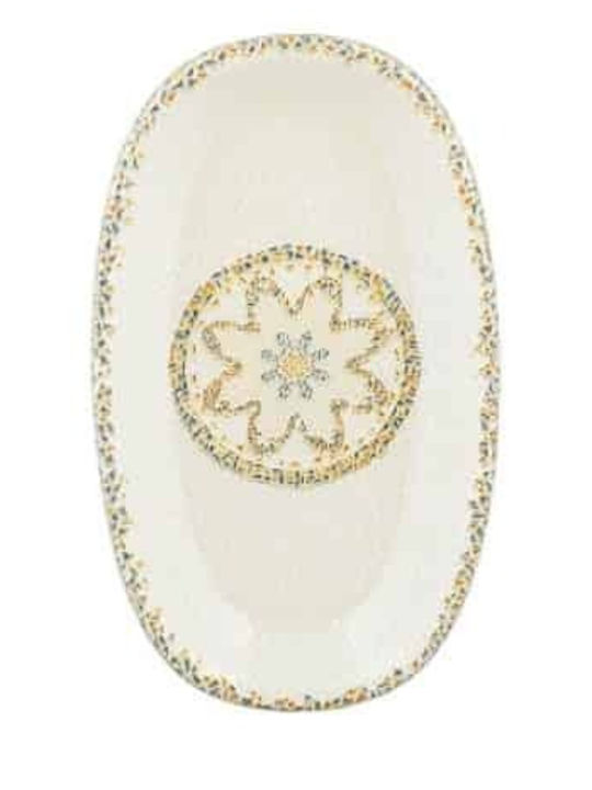 By Bone Tessera Serving Platter Oval made of Porcelain White 24x14.5cm