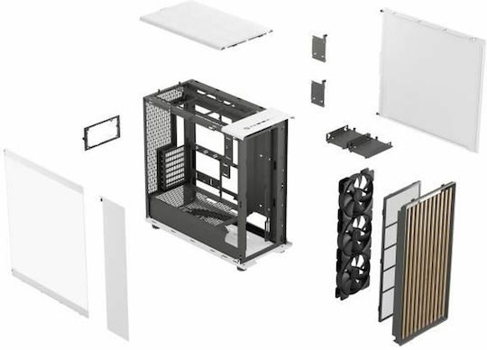 Fractal Design North XL RC Gaming Midi Tower Κουτί Υπολογιστή με Πλαϊνό Παράθυρο Chalk White
