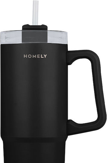 Homely Thermos Straw Tumbler 900ml Midnight Black