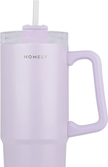 Homely Thermos Straw Tumbler 900ml Lavender Fog