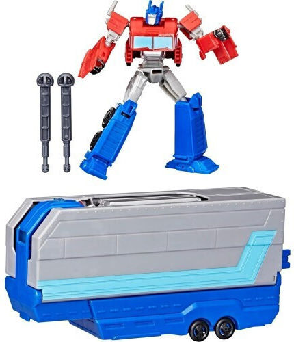 Action Figure Truck to Playset: Earthspark Transformers Optimus Prime Battle Trailer 8cm.