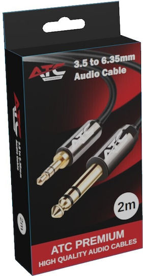 ATC Audio Cable 3.5mm Male - 3.5mm Male Black 2m with Gold Plated Terminals