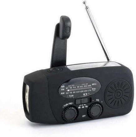 Crank Radio TX-238 Φορητό Ραδιόφωνο Ηλιακό Μαύρο