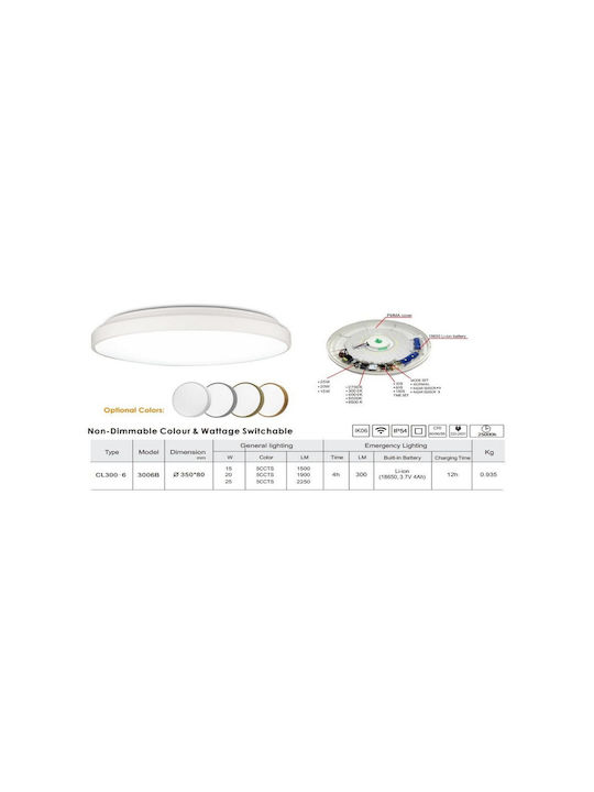 Universe Ceiling Mount Light Bathroom 35cm with Integrated LED