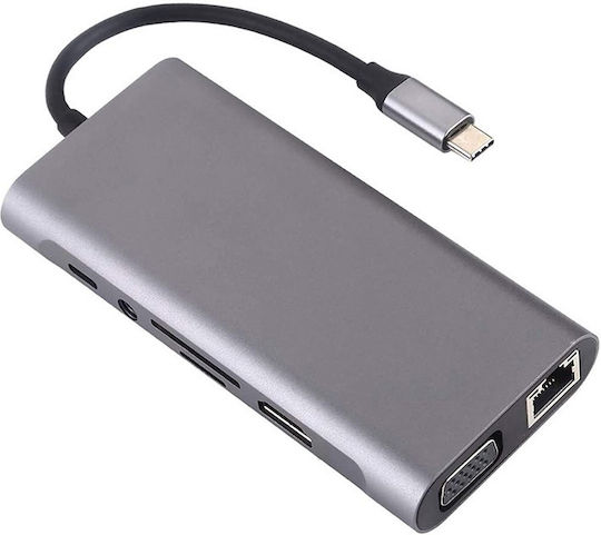 ATC USB-Hub 11 Anschlüsse USB 3.0 mit USB-A / Ethernet Grau