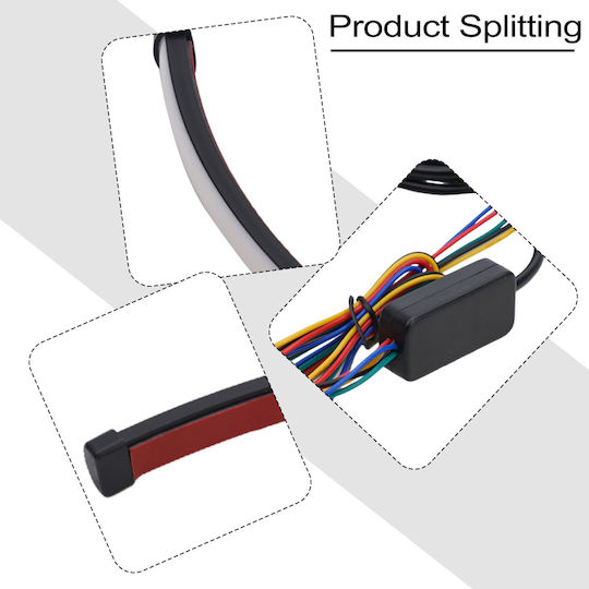 Flexible Motorcycle Headlight LED Strip Running-strobe Brake & Dynamic Turn Signal High Brightness 60cm Tc-258