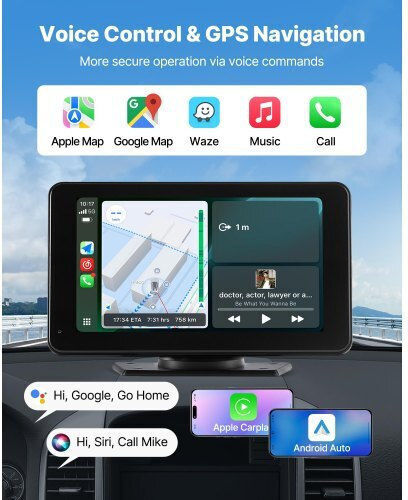 Car Stereo Vevor Radio CarPlay 7 Touch Screen Apple Android Automatic Rearview Camera