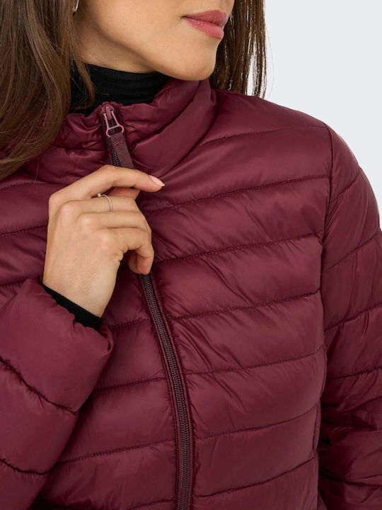 Damen Puffer Jacke für Winter Burgundisch