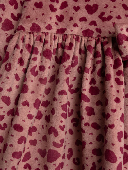 Kinderkleid Langärmelig Samt Rosa