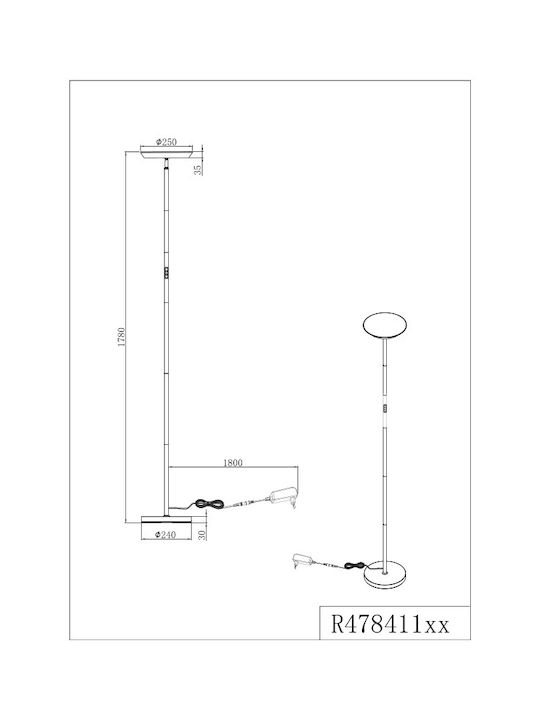 Trio Lighting LED Φωτιστικό Δαπέδου με Ρυθμιζόμενο Λευκό Φως 1900lm Λευκό