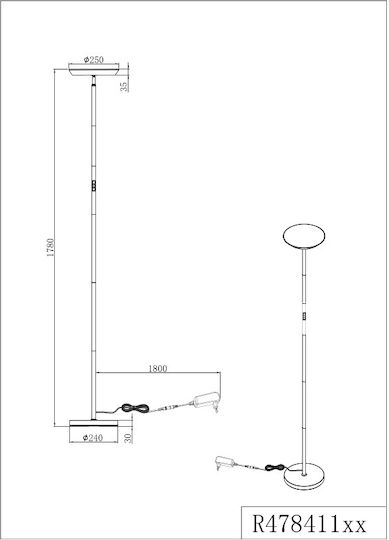 Trio Lighting LED Φωτιστικό Δαπέδου με Ρυθμιζόμενο Λευκό Φως 1900lm Λευκό