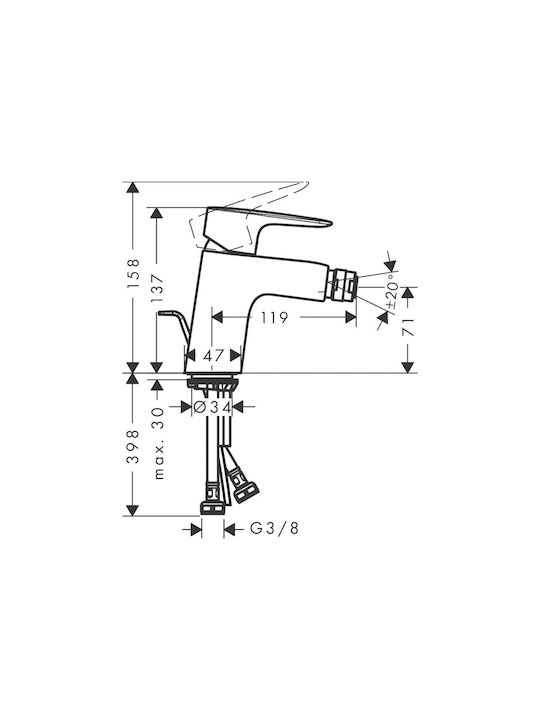 Hansgrohe Μπαταρία Μπιντέ