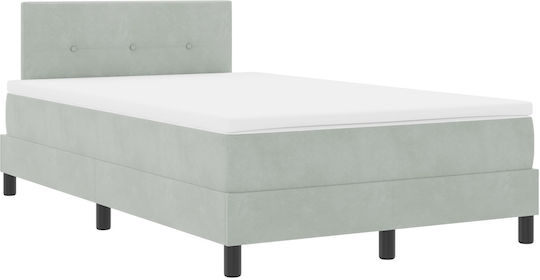 Pat King Size Tapițat cu Catifea Gri Deschis cu Saltea 190x190cm
