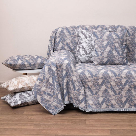 Anna Riska 1571 Armchair Throw Jacquard 180x180cm Blue