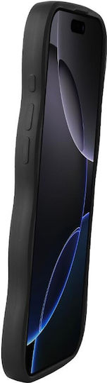 HappyCase Wavy Back Cover Σιλικόνης με Λουράκι Μαύρο (iPhone 16 Pro Max)