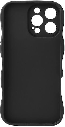 HappyCase Wavy Back Cover Σιλικόνης με Λουράκι Μαύρο (iPhone 16 Pro Max)