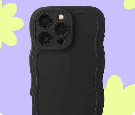 HappyCase Wavy Back Cover Σιλικόνης με Λουράκι Μαύρο (iPhone 16 Pro Max)