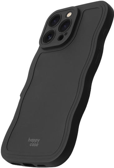 HappyCase Wavy Back Cover Σιλικόνης με Λουράκι Μαύρο (iPhone 16 Pro Max)