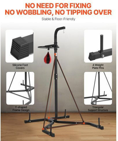 Vevor 2 In 1 Heavy Duty Punching Bag Frame Boxing Punching Fitness Stand Steel