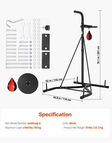 Vevor 2 In 1 Heavy Duty Punching Bag Frame Boxing Punching Fitness Stand Steel