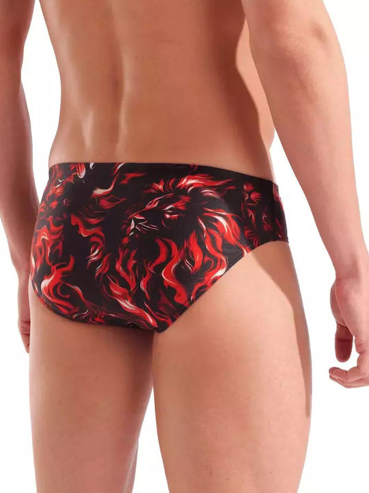 Men's Swimwear Slip Black with Patterns