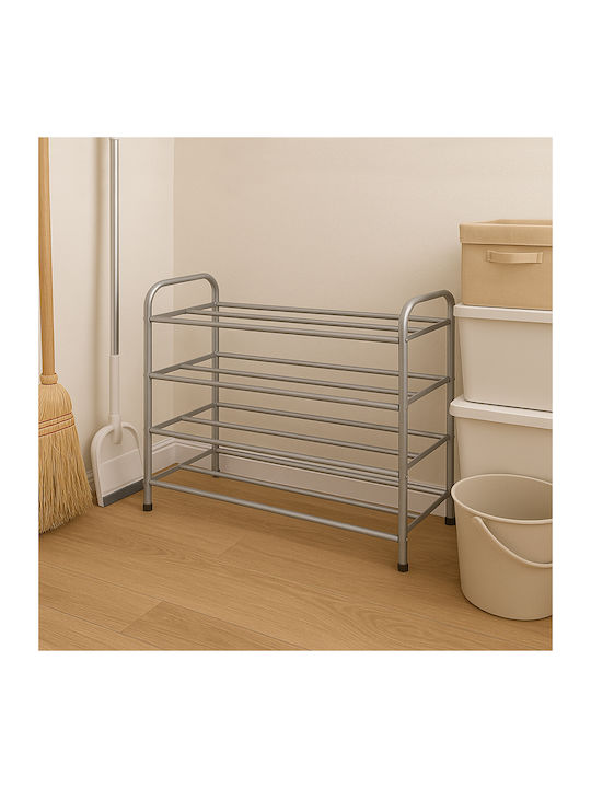 Metallic Shoe Organizer Silver 117x23x62cm