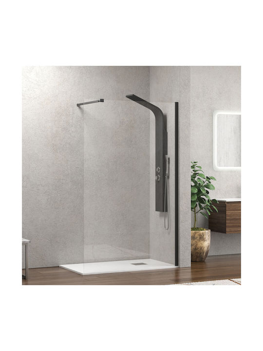 Karag Walkin 1 Fixed Side for Shower 60x200cm Clear Glass Nero