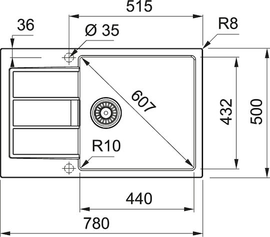 Franke Sirius 2.0 S2d 611-78xl 1430644096 Drop-In Мивка от Синтетичен Гранит Ш78xД50см Полярно бяло