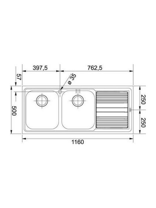 Franke Logica Line LLL 621-116 1010261085 Drop-In Spüle Rechts Inox Matt B116xT50cm Silber