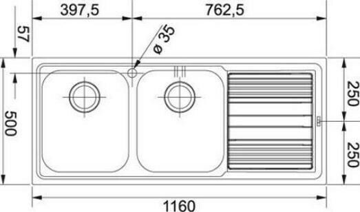 Franke Logica Line LLL 621-116 1010261085 Drop-In Мивка Десен Inox Грапав Ш116xД50см Сребрист