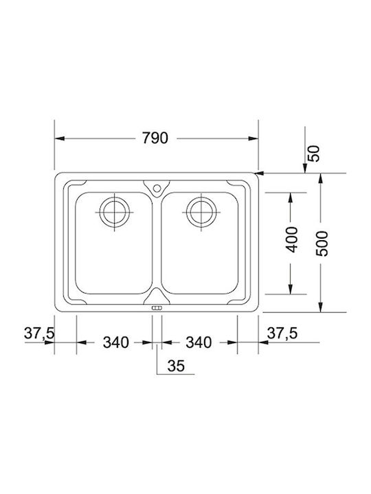 Franke Logica Line Lll 620 Ένθετος Νεροχύτης Inox Σαγρέ Μ79xΠ50cm Ασημί