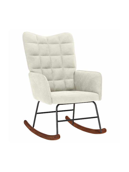 Schaukelstuhl mit Fußhocker Samt Cream 61x78x98cm