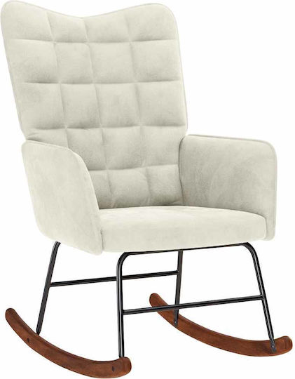 Schaukelstuhl mit Fußhocker Samt Cream 61x78x98cm