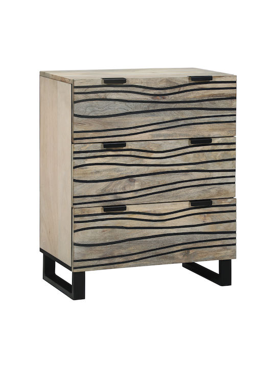 Chest of Drawers of Solid Wood White 60x33.5x75cm