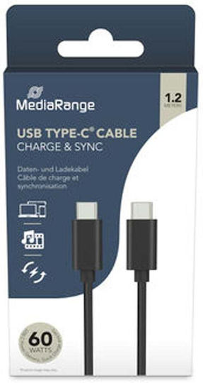 MediaRange USB 3.0 Cable USB-C male - USB-C 60W Μαύρο 1.2m MRCS213