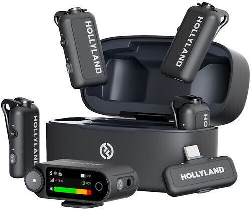 Hollyland LARK MAX 2 Combo 4-person Σετ Ασύρματο Μικρόφωνο Πέτου, Clip On Δημοσιογραφικό σε Γκρι Χρώμα