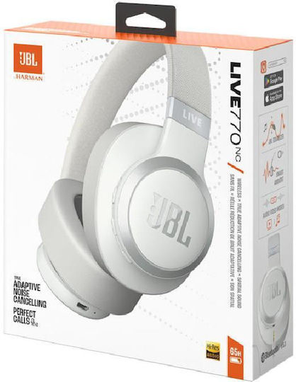 JBL Live 770NC Kabellos / Kabelgebunden Über Ohr Kopfhörer mit 65 Stunden Betriebszeit und Quick Charge Weiß