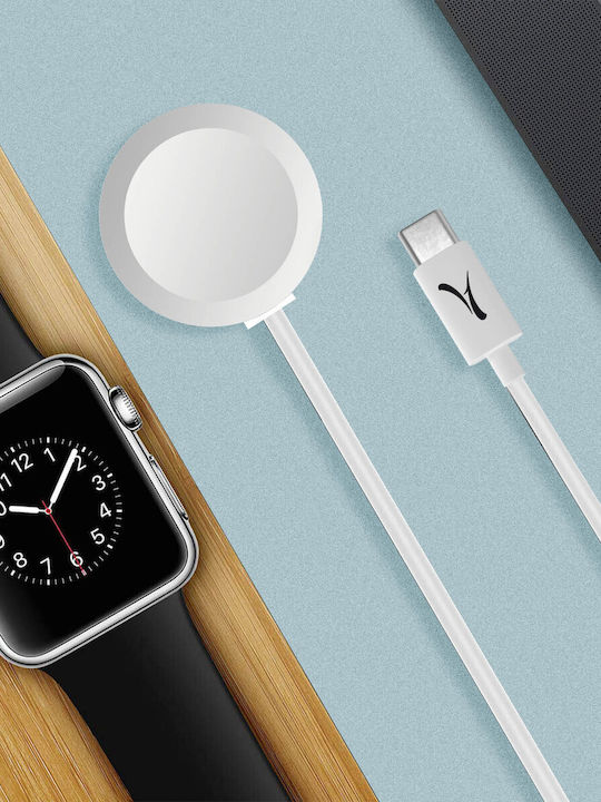 Magnetisches Usb-c Kabel Apple Watch Schnelles Sicheres Laden 1m Akashi Weiß