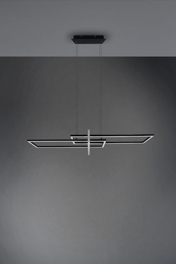 Trio Lighting Salinas Ρυθμιζόμενο Κρεμαστό Φωτιστικό Μαύρο LED με Θερμό Λευκό Φως Ράγα 110x40x40εκ.