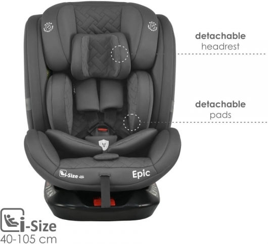 Bebe Stars Epic Scaun Auto pentru Copii i-Size cu Isofix Smoked Grey 0-36 kg