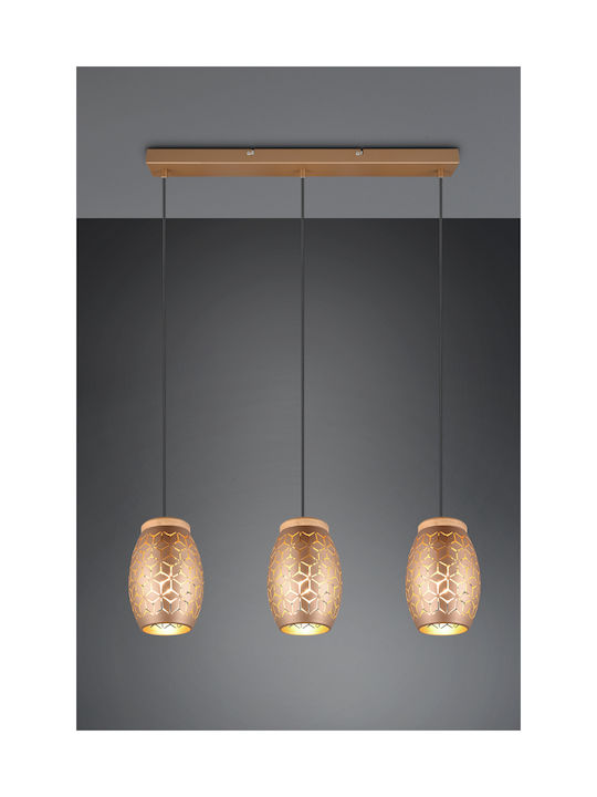 Trio Lighting Pendant Light Brown Rail with Socket E27 71x15x150cm