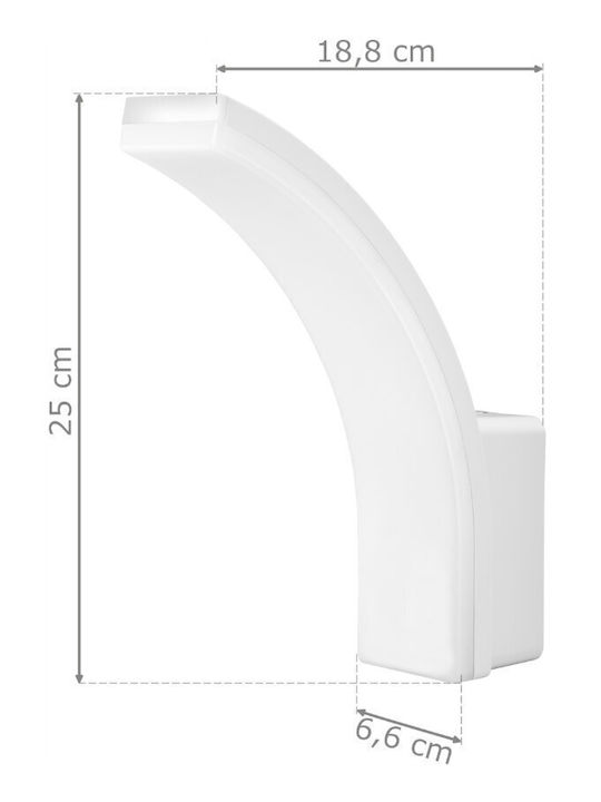 Orno Стенно Външно Осветително Тяло LED IP65 12W с Естествено бяло Светлина