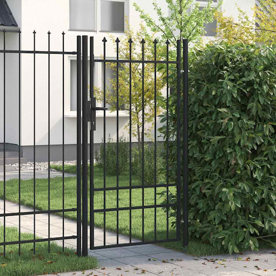 vidaXL Metal Fence Gate with Spears in Black Color 1.75x1.0m